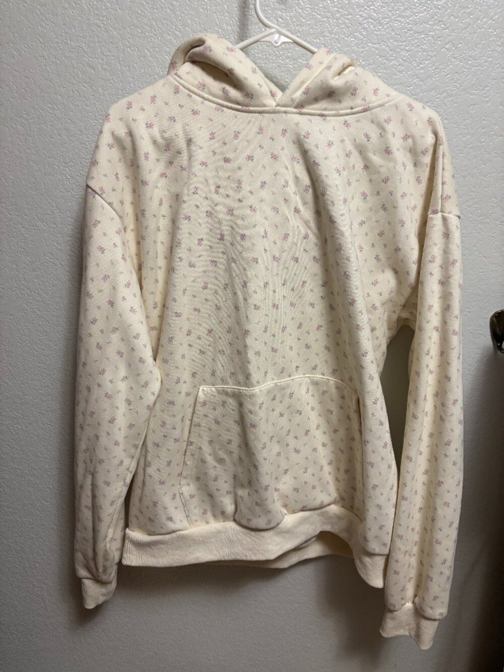 Altar'd State Intimates Ditsy Floral Hoodie Sweatshirt Size XL Cream Pink Rose